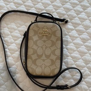 Coach Eva Phone Crossbody In Blocked Signature Canvas like New